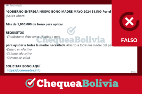 No hay evidencias de que este mensaje haya sido publicada por el Gobierno boliviano