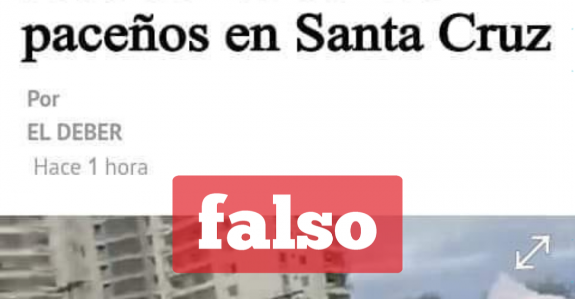 La captura de la noticia falsa que utiliza la marca de El Deber. 