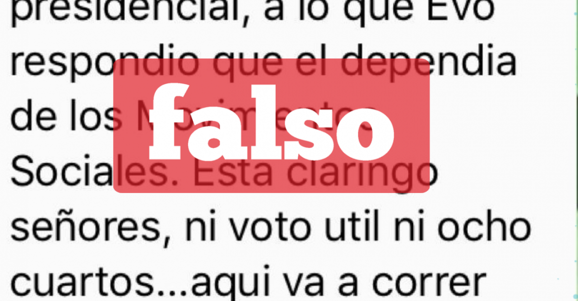 Una captura de la información falsa que circula en WhatsApp. 