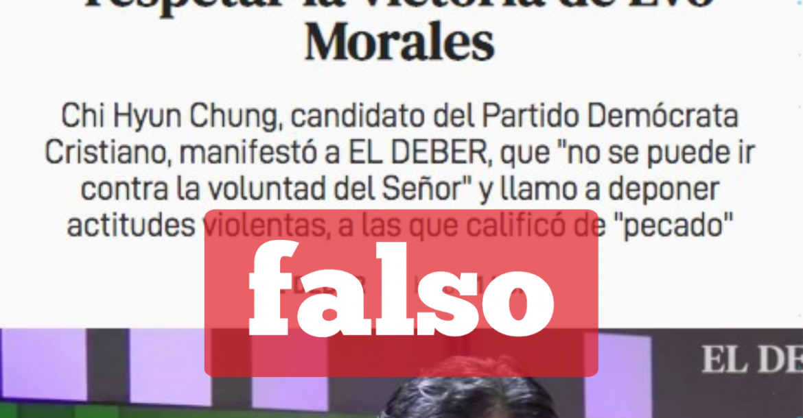 La captura de la noticia falsa que utiliza la marca de El Deber. 
