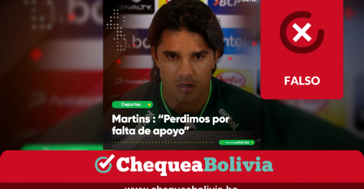 Declaración falsa atribuida a Marcelo Martins.