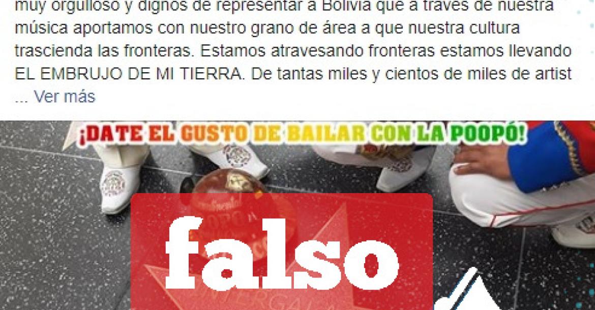 El post de facebook con información de la estrella de la banda Poopó que se viralizó en Facebook. 