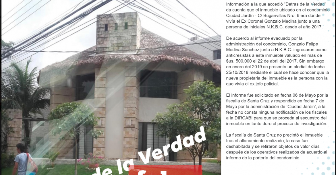 La información que se publicó en Facebook sobre el caso Medina. 