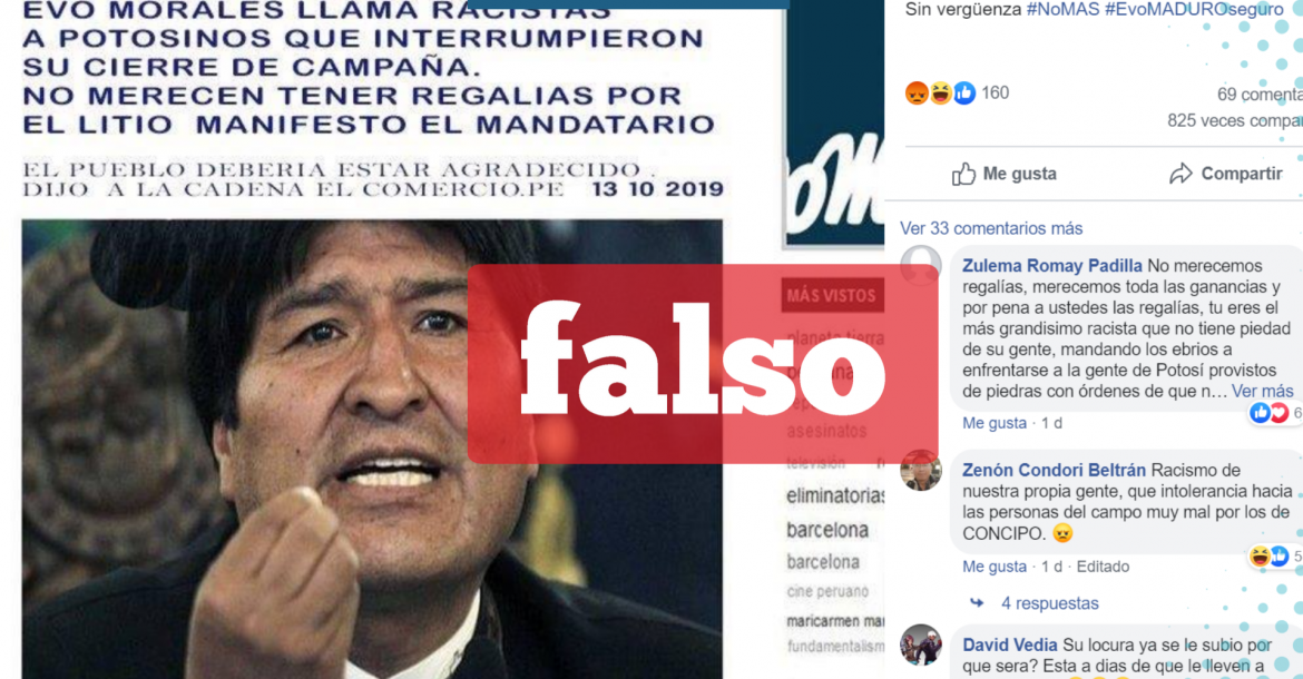 Publicación en Facebook