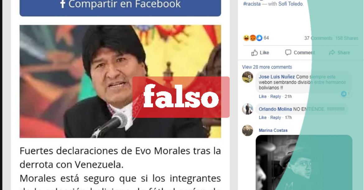 Las presuntas declaraciones del presidente del Estado, Evo Morales. 