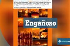 Captura de la publicación viral en Facebook que comparte fotos de incendios en otros países. 